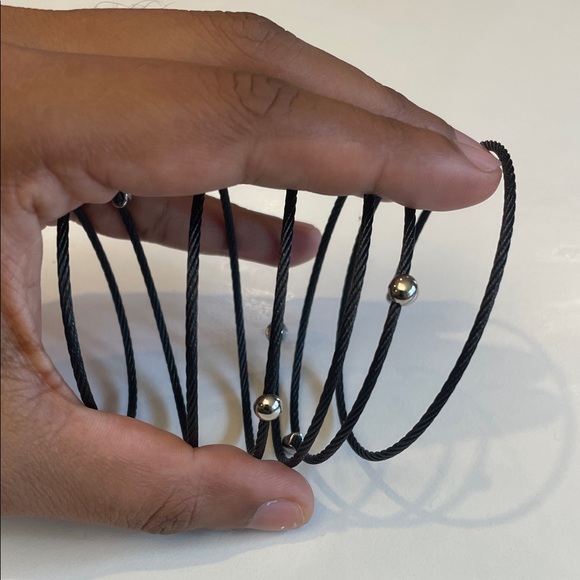 ALOR Elegant Black Wire Bracelet with Silver Accents - Picture 4 of 9